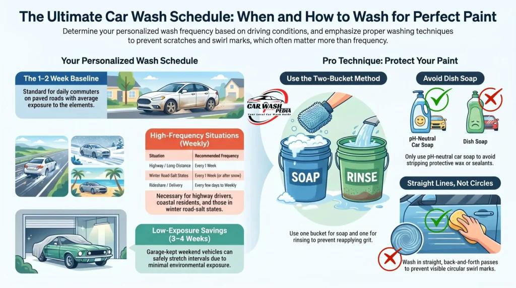 Car Wash Shedule and Techniques Infographics by Car Wash Pedia
